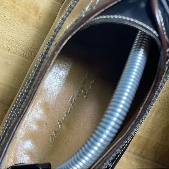 Ferragamo TRAMEZZA Lawson Men's 10 D Bronze Dress Wingtip Brogue Welted Oxford. - Picture 5 of 9